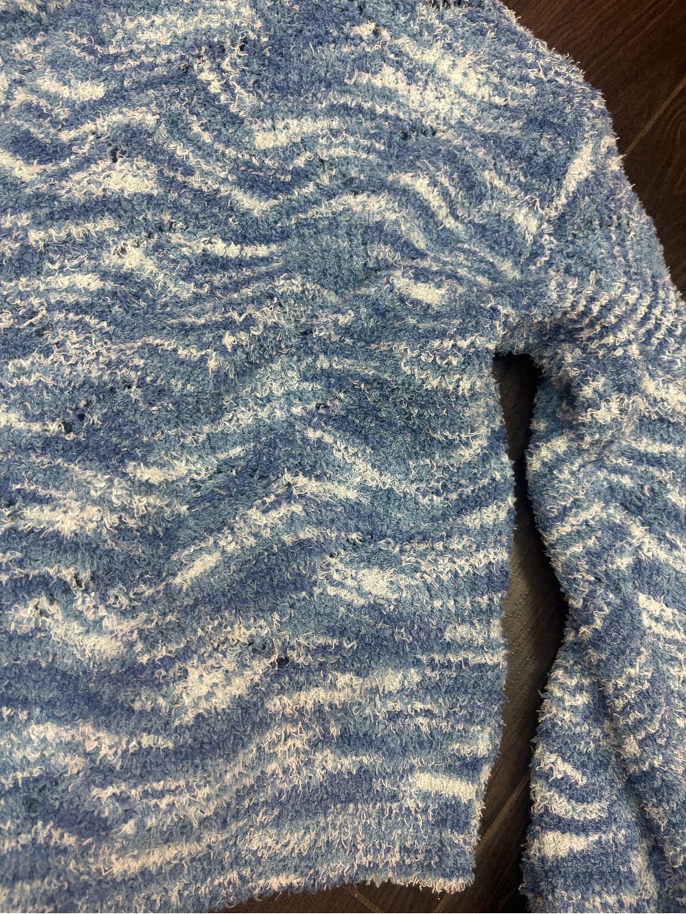 Blue Marled Cropped Button-Front Sweater - Picture 4 of 4
